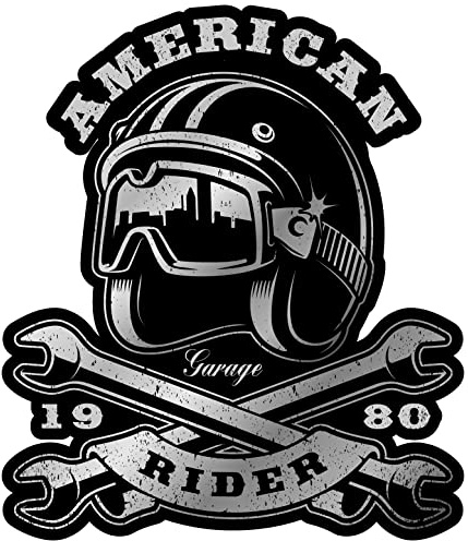 Samunshi American Rider Aufkleber Autoaufkleber für Motorrad Fahrrad Roller oder Auto Sticker Chopper Hot Rod Bopper Enduro Motocross Rockabilly Vinta (9x10cm American Rider)
