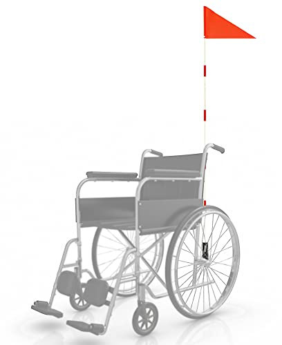 Sicherheitsflagge für Rollstühle mit Polyester, vollfarbig, reißfest, wasserdicht, orange, 1,8 m höhenverstellbar, robuste Fiberglasstange