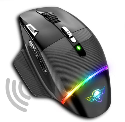 Spirit Of Gamer XPERT M800, Wireless Gaming Mouse Rechargeable, 9 Programmable Buttons, Optical Sensor 10 000 DPI, 11 RGB backlight effects, Ergonomic Mice with Thumb Rest for PC