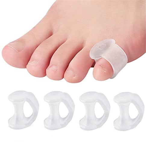 feifanshop Pinky Toe Séparateurs d'orteils en gel pour petits orteils, 4 séparateurs d'orteils, en silicone, pour chevauchement des orteils, frottement, blister, soulager la pression et la douleur des