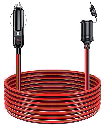 8 Meter 16AWG KFZ Verlängerungskabel für Zigarettenanzünder 12V/24V Staubdicht Auto Verlängerungskabel Zigarettenanzünder Buchse Stecker Ladegerät Adapter mit 15A Sicherung und LED Lichter