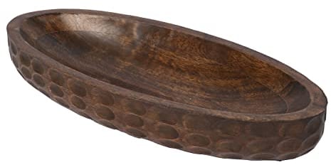 Samhita Mango Wood Decorative Bowl Home Decor Home Decorative Centerpiece Farmhouse Country, Restaurant, Café (35.56cm x 15.24cm x 5.84cm)