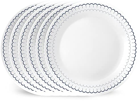 Corelle 6-Piece 10.25 Dinner Set, Vitrelle Triple Layer Glass, Lightweight Round Plates, Chip & Scratch Resistant, Microwave & Dishwasher Safe, Caspian