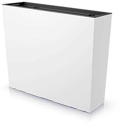 Urbi Case T - Maceta rectangular decorativa de plástico de 50 cm de alto para interior y exterior, 18 x 58 cm, rectangular, color blanco, diseño moderno, 44 litros