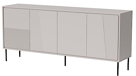 Homlando Kommode ABUDABI 200 cm Sideboard mit 4 Türen - Highboard - Moderner Kommode für das Schlafzimmer oder Wohnzimmer (Cashmere Matt)