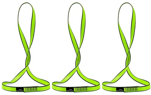AINIKEY 18MM Nylon Climbing Sling Runner 23KN CE2008/EN566 Rock Climbing Webbing Straps for Outdoor Climbing, Rappelling, Swing, Yoga Hammock etc(Green | 60cm / 24inch | Pack of 3)