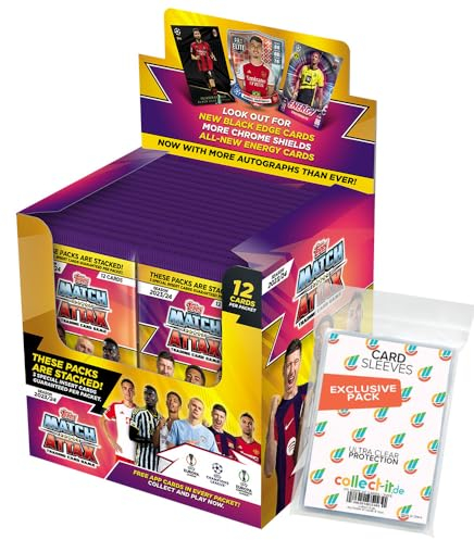 Bundle mit Champions League 2023/24 - Trading Cards - 1 Display (36 Booster) + Exklusive Collect-it Hüllen