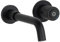 'aquaSu® Schwarze Waschbeckenarmatur Unterputz York, mit Drehgriff, Push-Bedienung, Keramikkartusche, Wand-Befestigung, Messingkern, 799102