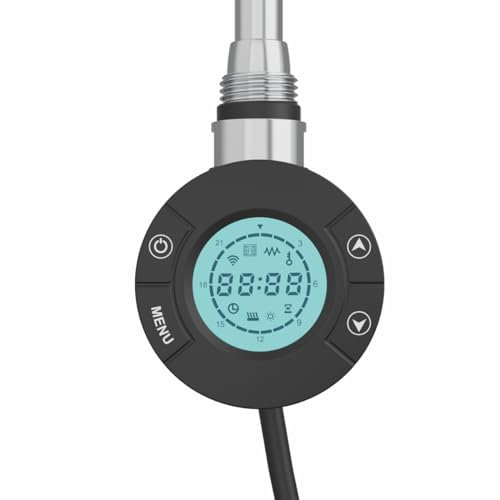 Warmehaus Smart WiFi Thermostatic Towel Rail Electric Heating Element with Timer LCD Display, Child Lock Function Dual Fuel for Bathroom Heated Towel Rails and Radiators Black 400W