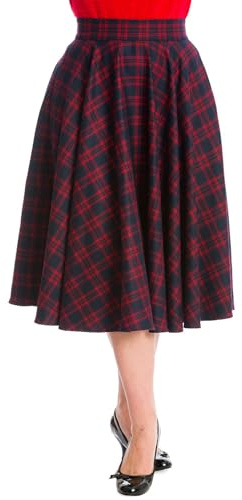 Banned Retro Tellerrock Adore Her Rot Vintage Swing Skirt Kariert