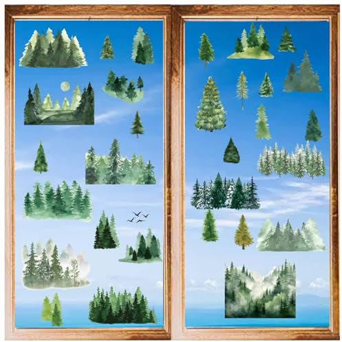 craspire 8 Feuille D'Autocollants Muraux en Forme d'arbre - Autocollants de Forêt - Autocollants Muraux en PVC Imperméables et Amovibles pour Décoration de Fenêtre - S'Accroche dans Les Escaliers