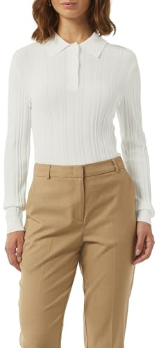 Comma Gerippter Pullover mit Polokragen im Slim Fit
