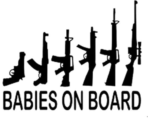 14.7CMx11.5CM Babies On Board My Gun Family Vinyl Decal Sticker Auto Fenster Wand Bumper Funny Car Sticker Balck/sliver Motorrad Fahrrad Dreirad Kühlschrank Toilette Aufkleber Dekoration Aufkleber
