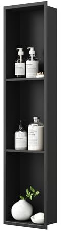 Neodrain Wandnische Dusche Edelstahl Dreifach-Duschnische Wandnische Lagerung für Badezimmer 90x20 cm, Schwarz