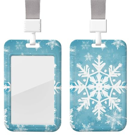 Porte-badge d'hiver en forme de flocon de neige rétractable à clip en plastique imperméable avec lanière verticale pour protection de carte de travail, porte-nom, porte-nom pour travail, bureau,