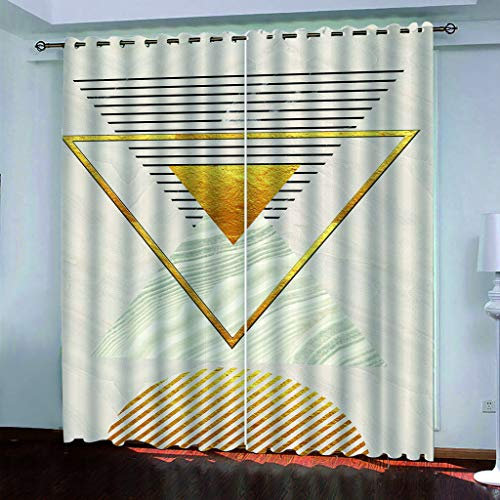 Tende Cameretta Bambini Finestra Tende Oscuranti Per Interni Con Occhielli 150X160Cm(LxA) 2 Pezzi 3D Strisce Geometriche Triangolari Motivo Tenda Oscurante Finestra Per Soggiorno Termica Isolante