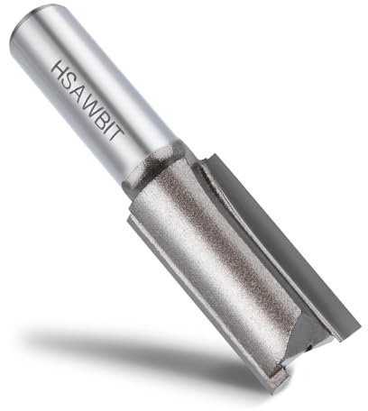 hsawbit Straight 2-Flute Router Cutter, 1/2 Inch Shank, 16mm Cut Diameter & 30mm Cut Length, Flush Trim Router Bit for Woodworking