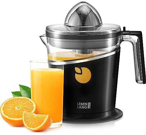 LEBENLANG Presse-agrumes électrique sans BPA – 765,4 g et 2 cônes avec contrôle de la pulpe I Presse-agrumes automatique et électrique pour agrumes, citron et oranges I Presse-jus d'orange Exprimidor