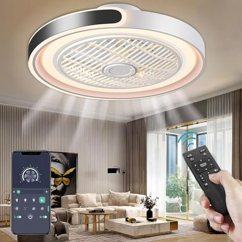 ACJK Deckenventilator mit Licht und Fernbedienung – 70W/7000lm dimmbare LED, 6 Geschwindigkeitsstufen + Timer, App-Steuerung, 35dB leise für Wohnzimmer/Schlafzimmer/Esszimmer