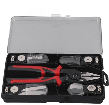 5 in 1 Multifunctional Plier Set with 5 Interchangeable Tool Heads, Wire Stripper Crimping Plier Cable Cutter, Electrician Scissors Pliers Kit with Storage Case for Cutting Strip