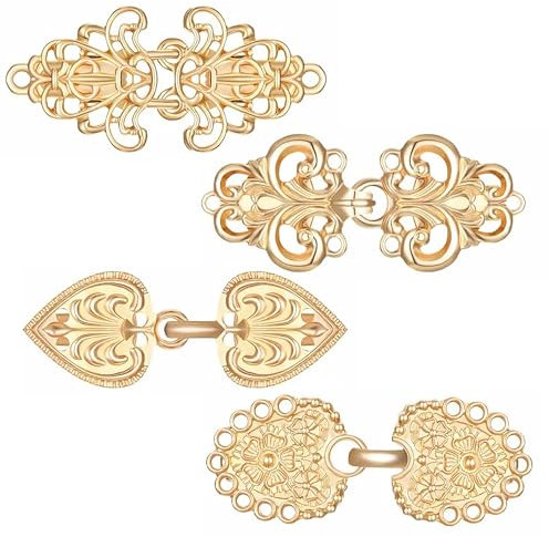 4 Stück Clips für Kleidung Vintage,Cardigan Clip Metall Strick,Brosche Gold für Kleidung,Pullover Swirl Clip Gold Vintage,Schalkragen Verschluss Kleid Hemd Knopf Clip für Mädchen Frauen