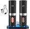 Salz und Pfefferstreuer Elektrische 2er Set, Automatische Pfeffermühle mit Ladestation, USB-aufladbar Gewürzmühle elektrisch, Einstellbare Grobheit, Einhandbedienung, Keramikgrill, LED Licht