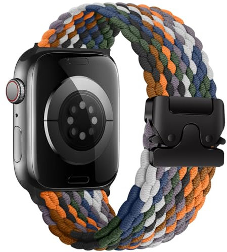 Geflochtenes Armbänder für Apple Watch 10 Armband 46mm 42mm 40mm 44mm 45mm 41mm 38mm 49mm,Elastisches Nylon Strap Fallschirmverschluss Band für Apple Watch SE/2 iWatch 9 8 7 6 5 4 3 Ultra/2 Apfelband