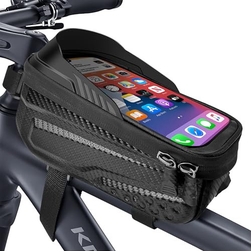 Fahrradtasche Rahmen,1.8L Wasserdicht Handytasche Fahrrad für Smartphone bis zu 6.8 Zoll,mit TPU Sensitivem Touchscreen für den männlichen Radsportler Fahrradzubehör,für Montainbikes,Rennrad, Ebikes