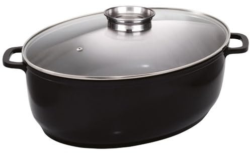 Cocotte ovale Jumbo 43 x 33 x 13,8 cm avec couvercle verre CERAMIQUE