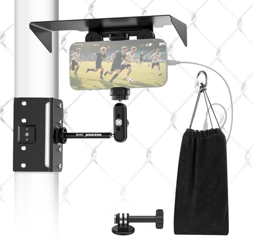 NEEWER Magnethalterung Zaun Halterung mit Schatten, Phone Fence Mount, kompatibel mit iPhone Mevo Start GoPro Insta360 DJI Pocket Radar Gamechanger, Baseball Tennis Spiele, Streaming Zubehör, CA145