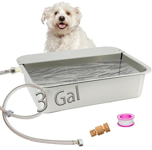 3 Gal Automatic Dog Water Dispenser 304 Stainless Steel Large Dog Water Bowl Outdoor Indoor Self-Filling Auto Animal Waterer Feeder for Pets and Livestock Fit 3/4”Garden Hose
