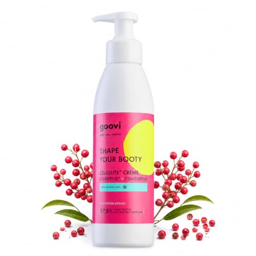 GOOVI Shape Your Booty Cellulite Serum - Cooling Effect | Straffende Creme mit Rosa-Pfeffer & Lotusextrakt, Kühleffekt bei Orangenhaut, 100ml