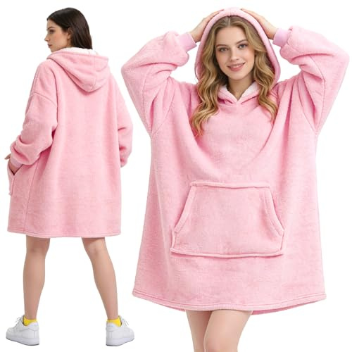 Moiuguli Hoodie Decke mit Ärmeln, Oversize Hoodie Sweatshirt, Tragbare Decke zum, Anziehen Erwachsene Kuscheldecke mit Ärmeln für Erwachsene, Männer, Frauen, Jugendliche