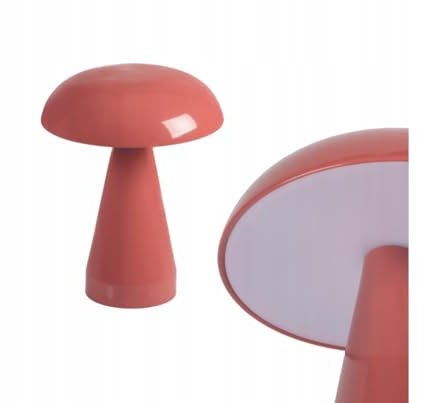 LightLogic Tischlampe 15,5x20,5 cm mit batteriebetrieben - Nachttischlampe mit Metallfuß und einer Kunststoffabdeckung pilzförmig - Tischleuchte für Flur, Wohnzimmer, Schlafzimmer, Dekolampe Rot