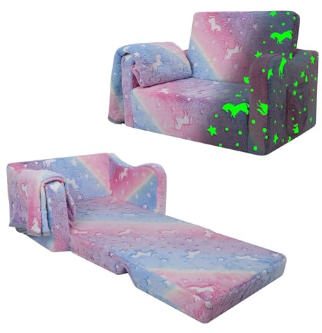 alldomess Canapé Enfants Convertible Sofa Bed 2 en 1 pour Filles et Garçons