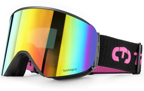 tekkapoi Skibrille für Herren & Damen und passende Wechselgläser, OTG Snowboardbrille mit optionalem Magnet-Wechselsystem, UV400 Schutz & Anti-Fog