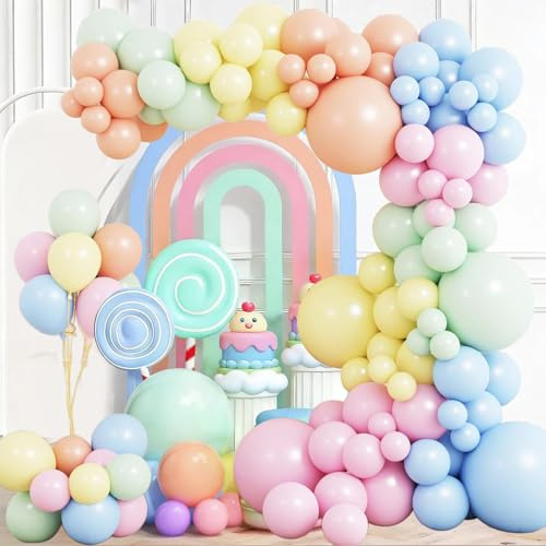 Luftballon Girlande Pastell,122Stück Helium Ballon Geburtstag Pastellfarben | Pastell Regenbogen Bunte Rosa Gelb Blau Grün, Ballons Pastellfarben für Geburtstag Verlobung Babyparty Ostern Party Deko