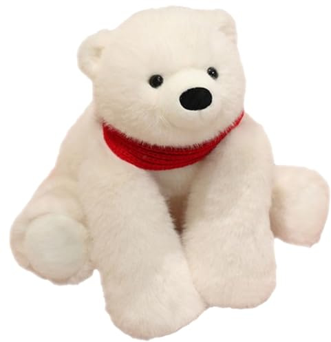 Eisbär Kuscheltier, Flauschiger Stofftier zum Spielen, Lebensecht Gestaltetes Plüschtier, Tierpuppen mit Füllung, Wunderbar Weich und Kuschelig, Geschenke für Kinder Jungen und Mädchen (40cm)