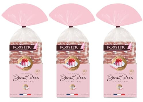 FOSSIER Biscuit Rose zarte rosafarbene Löffelbisquits Feingebäck französische Spezialität Frankreich inkl. FeinWert E-Book (3 x 250g)