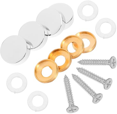 Toddmomy 4pcs Copper Decorative Mirror Nails Flat Glass Mounts Silver Bathroom Screw Caps Signboard Mounting Fittings for Bathroom Mirrors