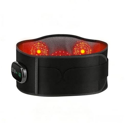 Manta Electrica Lumbar, Cinturon Lumbar Calefaccion Infrarroja Portatil con 5 Niveles de Calor, 5 Modos de Masaje, Batería de 5000mAh y Temporizador 30 Min, Hombre y Mujer (125 x 24 cm)