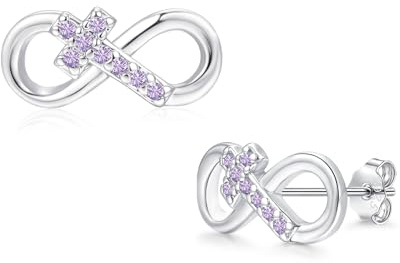 Zolkamery Ohrstecker Silber 925, 925 Sterling Silber Rund/Stern/Schleife/Herz Stecker Ohrringe für Mädchen, Klein Hypoallergen Kinderohrringe mit Weiß Rosa Lila Zirkonia,10mm Süß Kinderschmuck