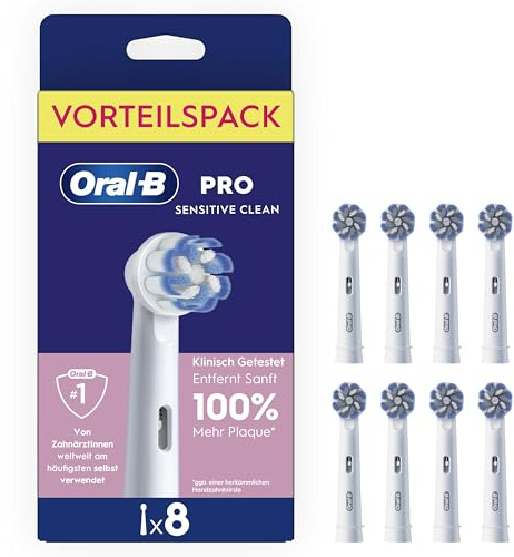 Oral-B Aufsteckbürsten Pro Sensitive Clean 8er | Original Zahnbürstenaufsatz für Elektrische Zahnbürste, Sanfte Und Effektive Zahnreinigung