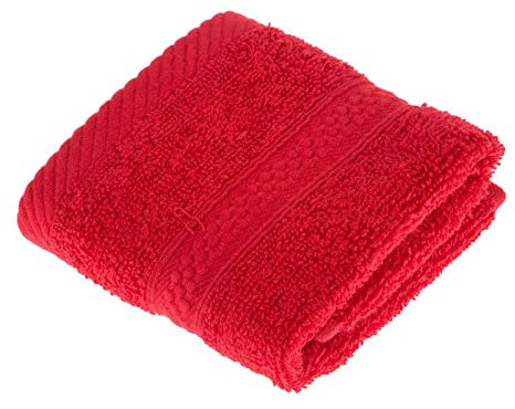 HOMESCAPES Red Turkish Cotton Face Cloth Flannel Super Soft Thick & Absorbent 500 GSM Towel Heavy Weight for everyday Luxury