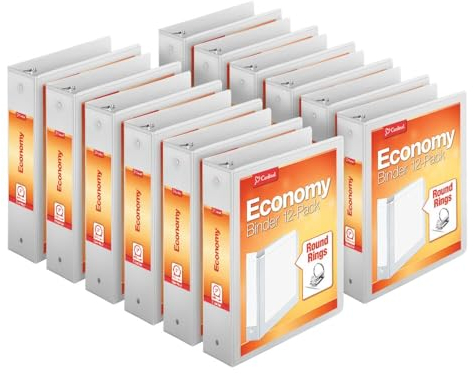 Cardinal Economy 90651 3-Ring-Ordner, 7,6 cm, runde Ringe, für 625 Blatt, ClearVue Präsentationsansicht, antihaftbeschichtet, weiß, 12 Stück