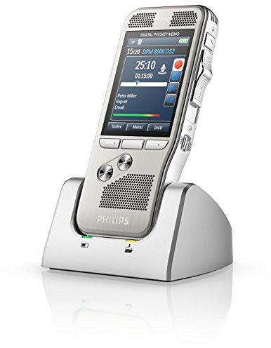 Philips Pocket Memo Voice Audio Recorder DVT8000/02 Digital Notes 3D Microphone System Rechargeable Battery