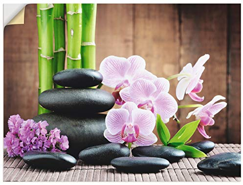 ARTland Wanddeko Wandtattoo selbstklebende Vinylfolie 80x60 cm Zen Asien Asiatisch Wellness Spa Bambus Natur Steine Orchideen T5OO