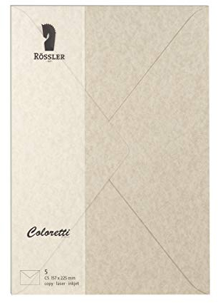 Rössler 220711957 Coloretti Briefumschlagpack C5, Pergament, Saharabraun, 5 Stück