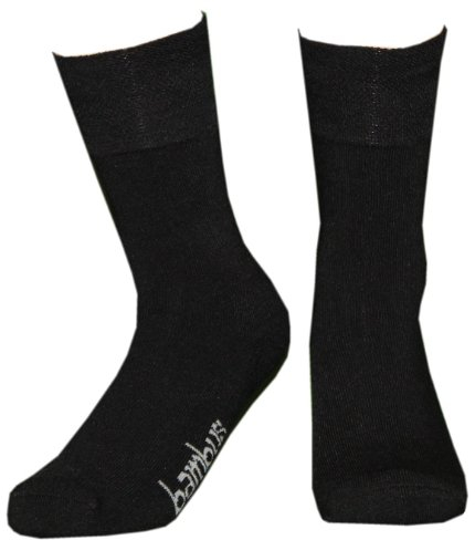 Wowerat 3 Paar Bambus-Socken mit Frottee-Sohle ohne Gummi, Farbe:Schwarz;Größe:35-38