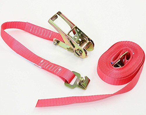LaSi24 GmbH 1x 2tlg. Ratschenzurrgurt/Spanngurt für Stäbchenzurrschiene, 500 daN, 5 m, Polyester, Rosa, PKW, Lieferwagen